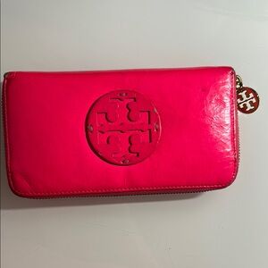 Tory Burch Fuchsia Zip-Around Wallet
